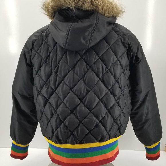 COOGI Vintage Womens Puffer Hooded Coat Jacket Black Rainbow Embroidered 3X - Picture 8 of 13